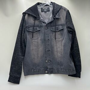 Vintage Navy Yard Paris Black Denim Jacket with Hood